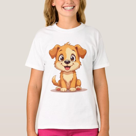 T-shirt met een moppige puppy (Voorkant)