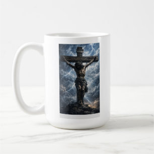T-shirt met een ontroerend kunstwerk van Jezus Chr Koffiemok