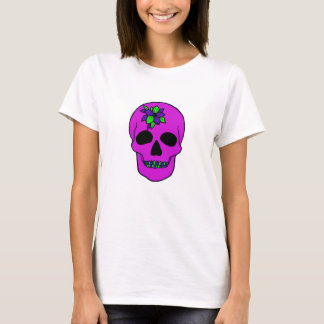 T-shirt met een roze schedel en bloem