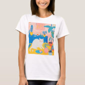 T-shirt met een witte kat op tafel (Voorkant)