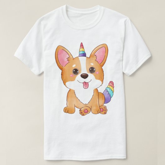 T-shirt met eenhoorn corgi (Design voorkant)