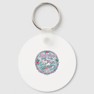 T-shirt met eenhoorn surfclub speelse grafiek_1 sleutelhanger