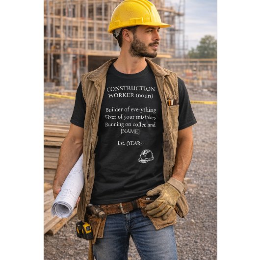 T-shirt met eigen definitie van bouwvakker als cad