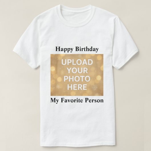 T-shirt met eigen foto 'Gelukkig Verjaardag' (Design voorkant)
