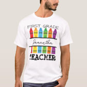 T-shirt met eigen naam als cadeau voor leerkracht  (Voorkant)
