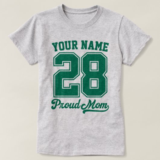 T-shirt met eigen naam en nummer, trotse moeder (Design voorkant)