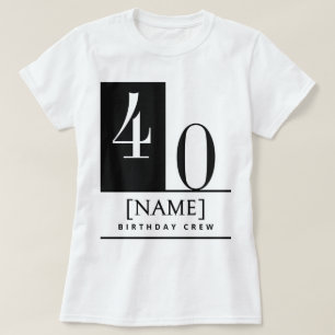 T-shirt met eigen naam & leeftijd, zwart wit Crew