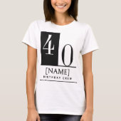T-shirt met eigen naam & leeftijd, zwart wit Crew (Voorkant)
