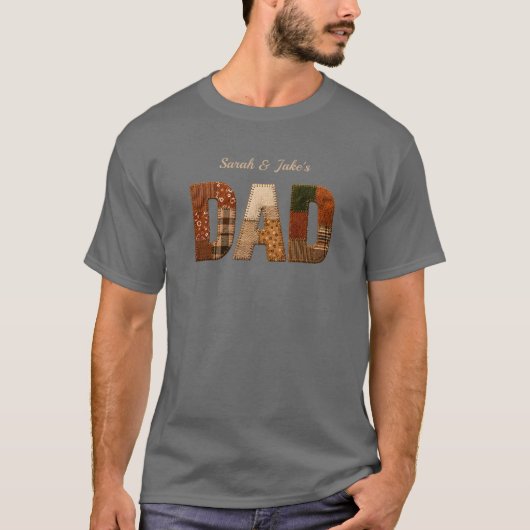 T-shirt met eigen naam van papa en kinderen (Voorkant)