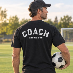 T-shirt met eigen naam voor coach, vintage varsity