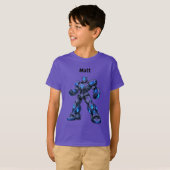T-shirt met eigen naam voor kinderverjaardag robot (Voorkant volledig)