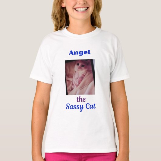 T-shirt met engel de brutale kat (Voorkant)