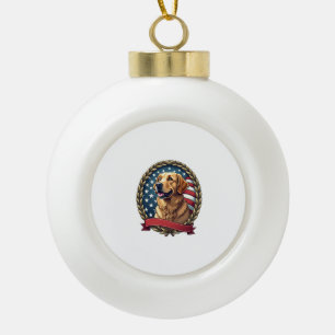 T-Shirt met erfgoed Golden Retriever Patriottische Keramische Bal Ornament