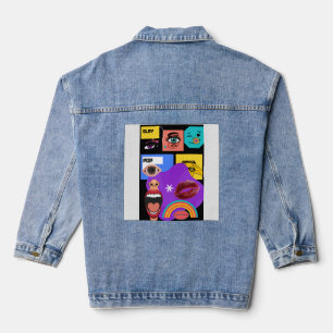 T-shirt met explosie in knalpopart   Retro-comicst Denim Jacket