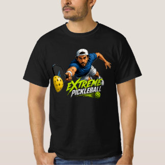 T-shirt met extreme pickleball-duikactie