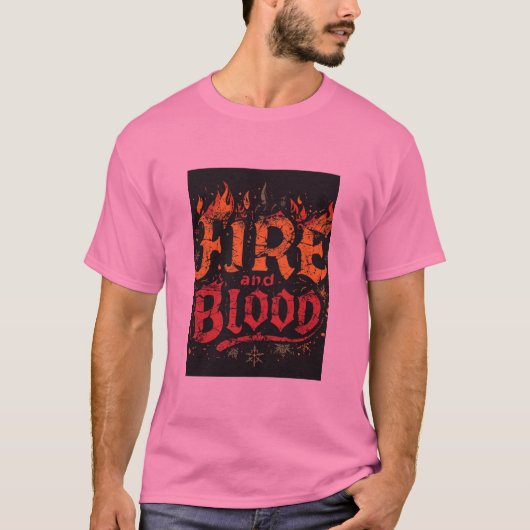 T-shirt met Fire and Blood-grafiek (Voorkant)