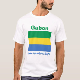 T-shirt met Gabonese vlag + kaart + tekst