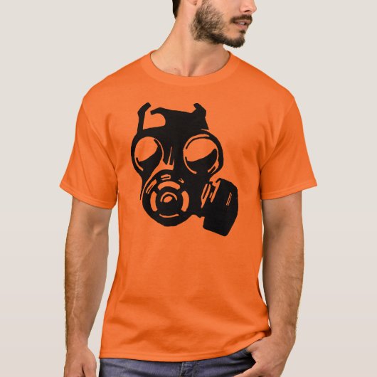 T-shirt met gasmasker stencilprint (Voorkant)