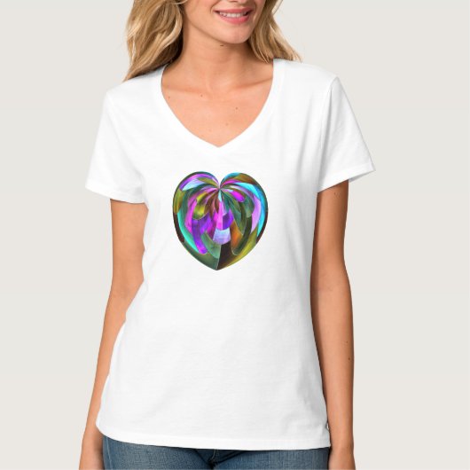 T-shirt met gebrandschilderd hart (Voorkant)
