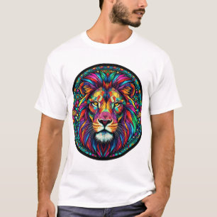 T-shirt met gebrandschilderde leeuw**