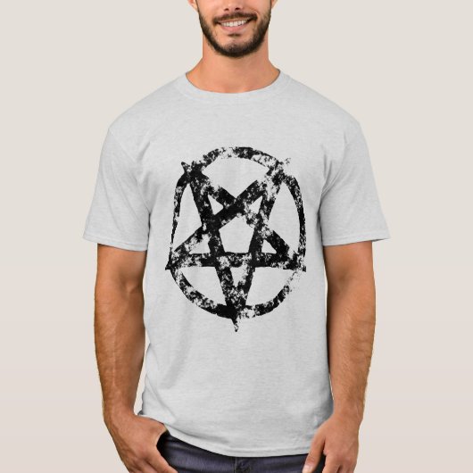 T-shirt met gedrukt pentagram (Voorkant)