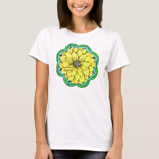 T-shirt met GEEL POINSETTIA (Voorkant)