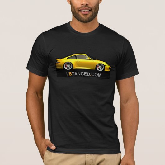 T-shirt met geel porshe 911 (Voorkant)