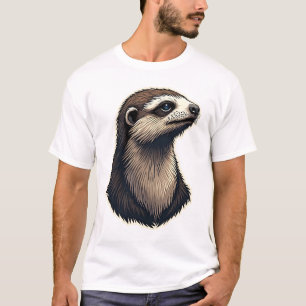T-shirt met gegraveerd luiaardportret vintage 2