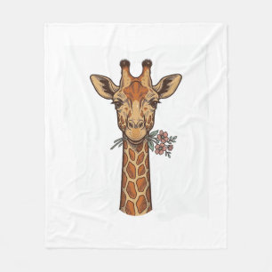 T-shirt met gegraveerde giraffe met bloemen_1 fleece deken