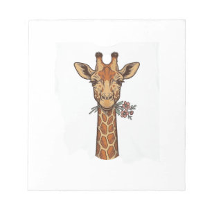 T-shirt met gegraveerde giraffe met bloemen_1 notitieblok