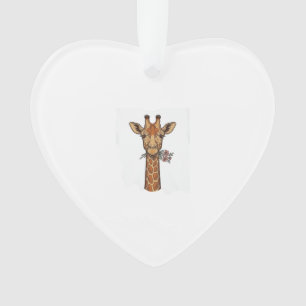 T-shirt met gegraveerde giraffe met bloemen_1 ornament