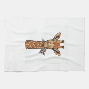 T-shirt met gegraveerde giraffe met bloemen_1 theedoek