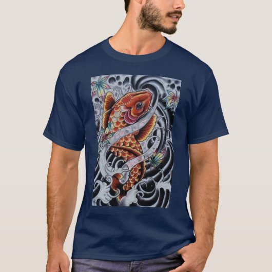 T-shirt met gekleurd KOI-Tattoo (Voorkant)