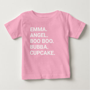T-shirt met gepersonaliseerde bijnaam voor baby's 