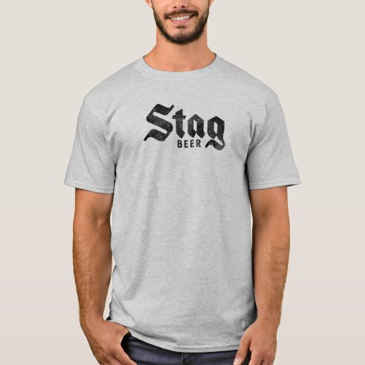 T-shirt met gerustgesteld "Stag Beer" Retro Logo (Voorkant)