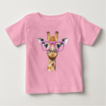T-shirt met giraffe met roze bril