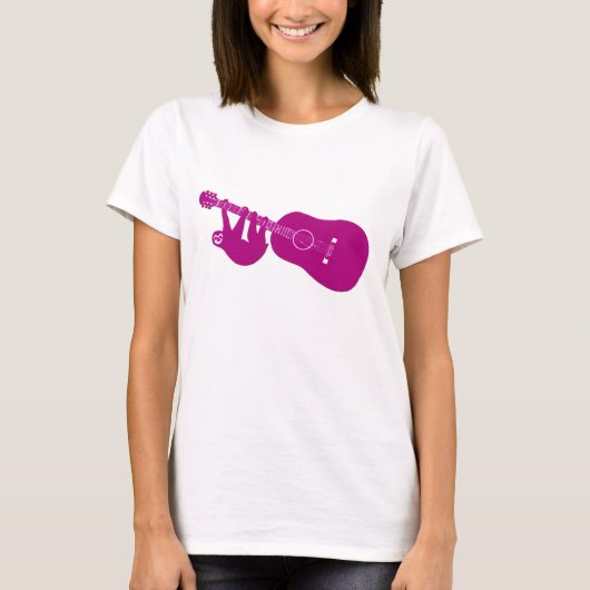 T-shirt met gitaar (roze) (Voorkant)