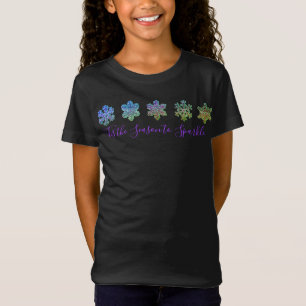 T-shirt met glinsterende paarse roze sneeuwvlokken