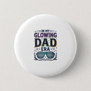 T-Shirt met Glowende Dad Era Retro Neon Zonnebril_ Ronde Button 5,7 Cm