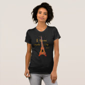 T-shirt met gouden Eiffeltoren van Parijs (Voorkant volledig)