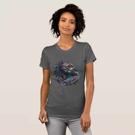 T-shirt met graffiti pitbull Concrete Rebel (Voorkant volledig)