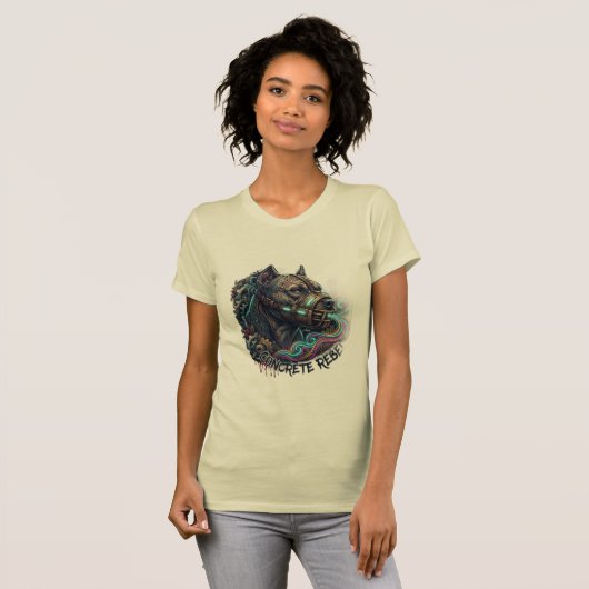 T-shirt met graffiti pitbull Concrete Rebel (Voorkant volledig)