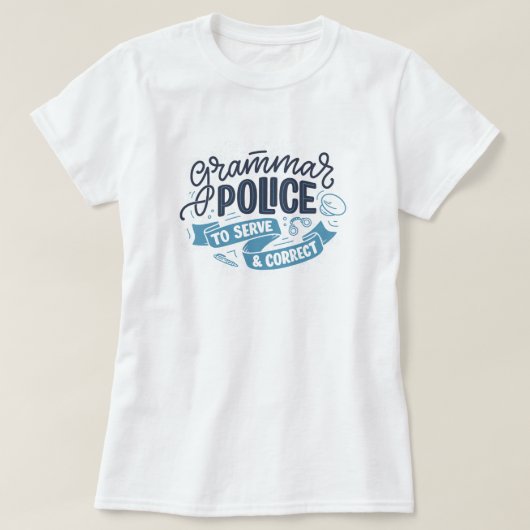 T-shirt met Grammaticapolitie (Design voorkant)