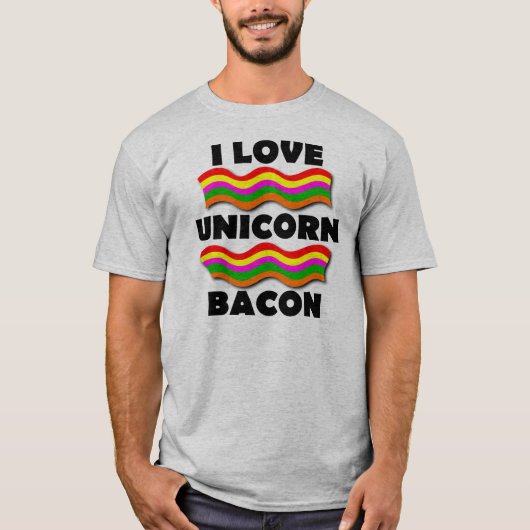 T-Shirt met grappige eenhoorn spek (Voorkant)