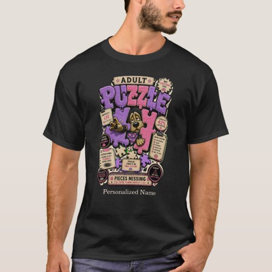 T-Shirt met Grappige Introverte Hond die het Druk  (Voorkant)