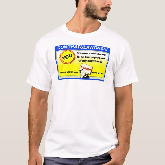 T-shirt met grappige pop-upadvertentie (Voorkant)