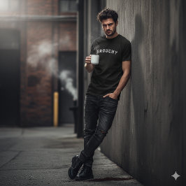 T-shirt met grappige spreuk over chagrijnige stemm