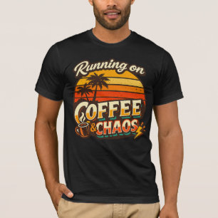 T-shirt met grappige spreuk 'Running on Coffee & C