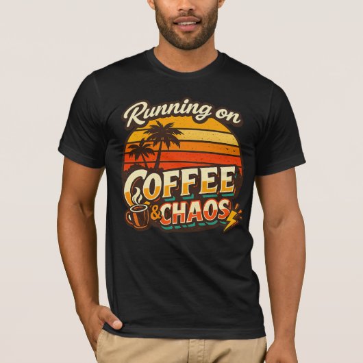 T-shirt met grappige spreuk 'Running on Coffee & C (Voorkant)