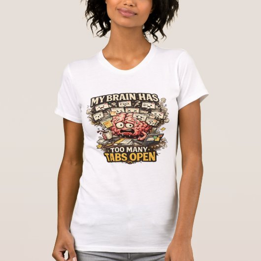 T-shirt met grappige tekst 'Mijn brein heeft te ve (Voorkant)